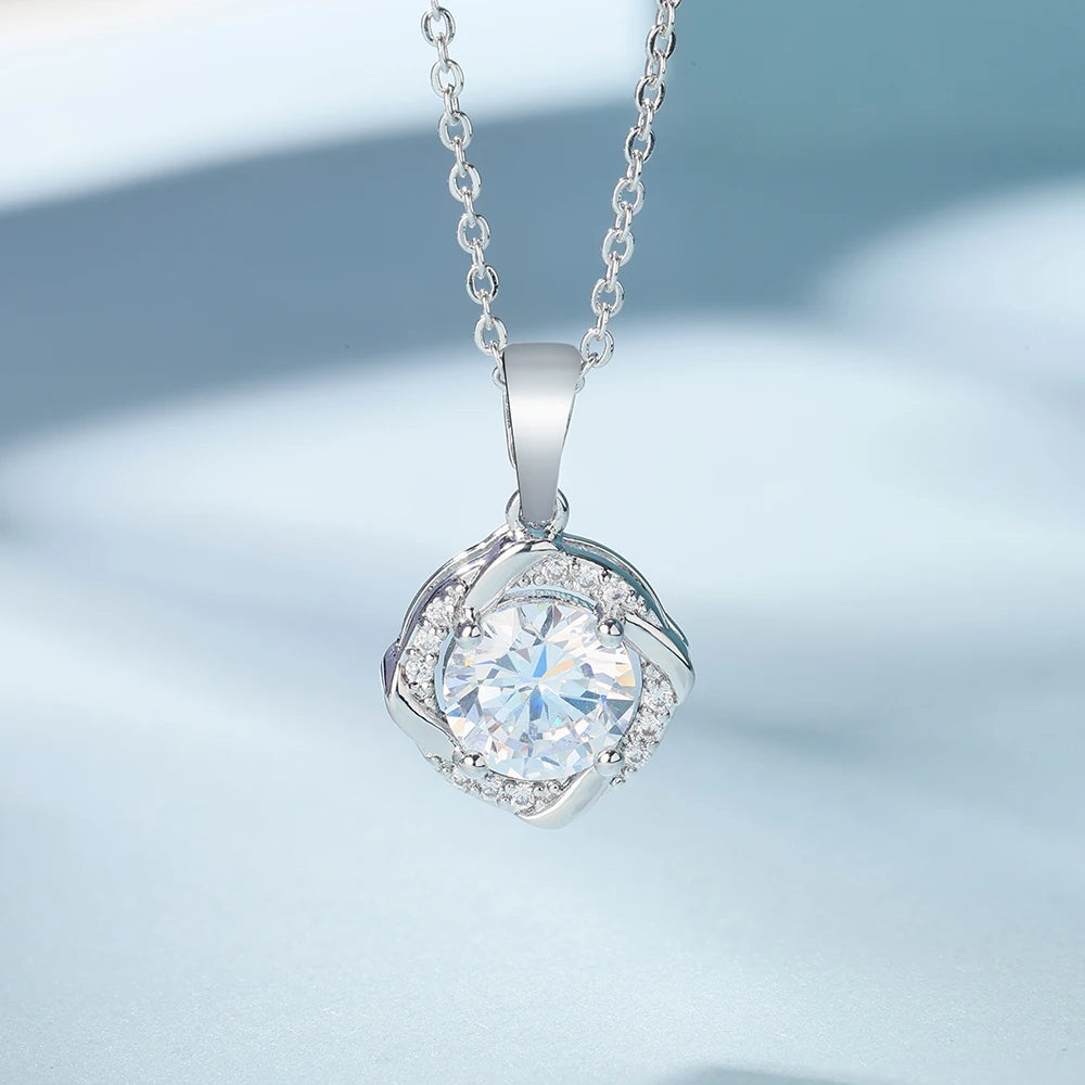 Moissanite Windmill Pendant Necklace 925 Sterling Silver Clavicle Chain
