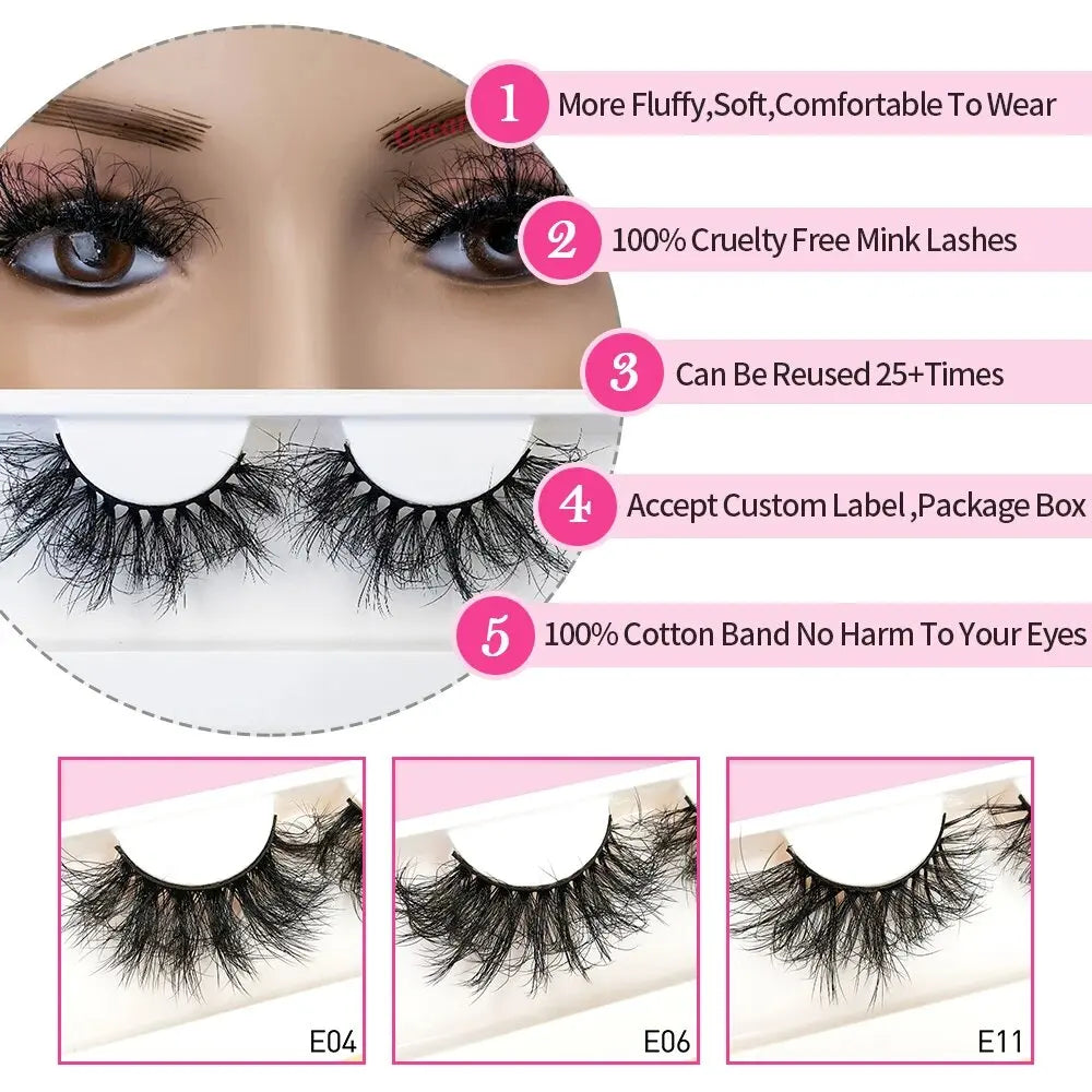 Wholesale 25MM Long 3D Mink Lashes Fluffy False Eyelashes