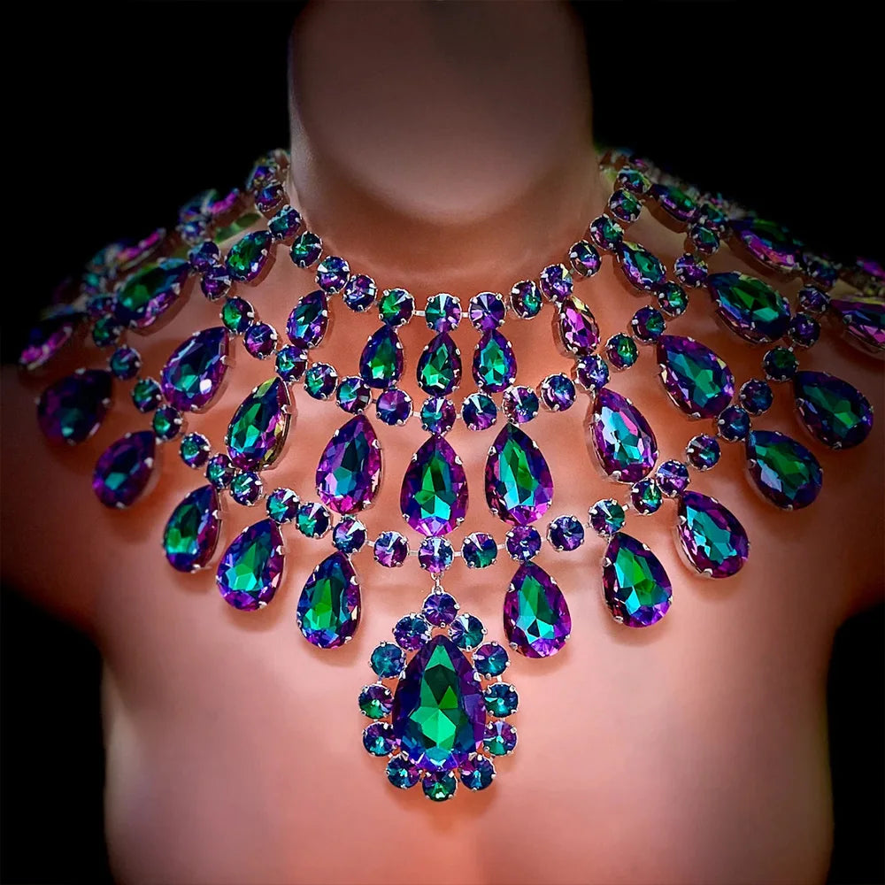 Stonefans Multilayer Necklace Choker Water Drop Crystal