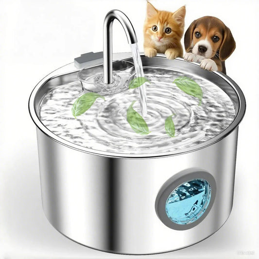 Stainless Steel Cat/Dog Water Fountain, 108oz Pet Fountain Dispenser Automatic for Inside Dog/Cats Drinking, Replaceable filters.