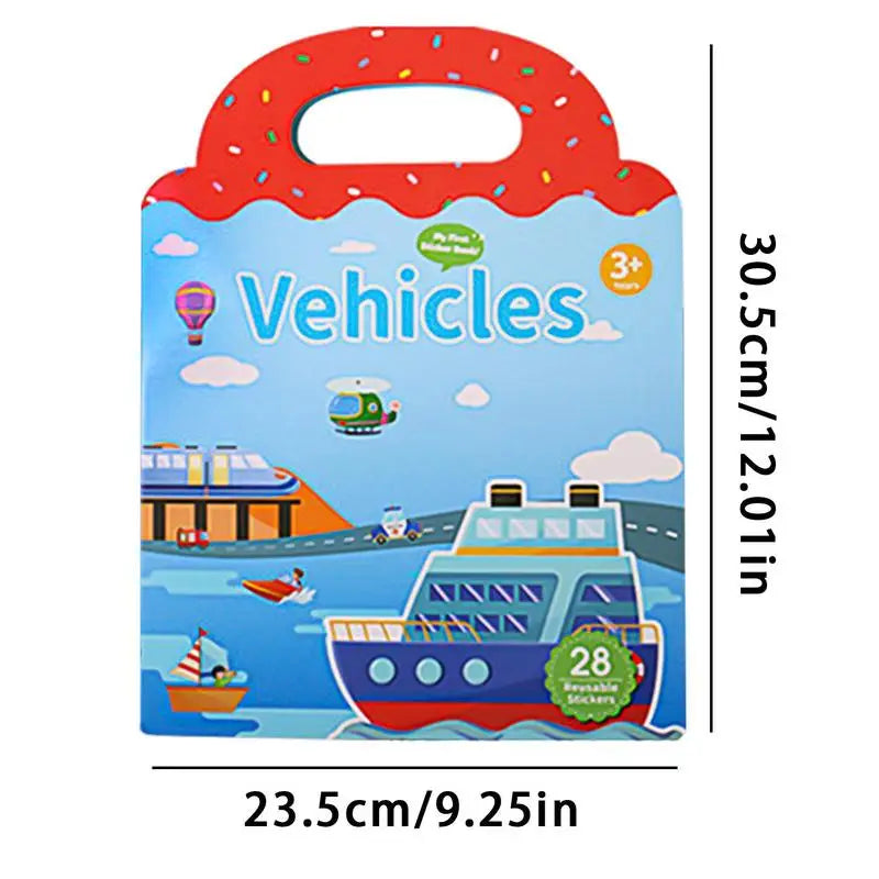 Reusable Sticker Book Cartoon DIY Puzzle, Educational Cognition Learning Toys, Cute Stickers, For Children Age 3