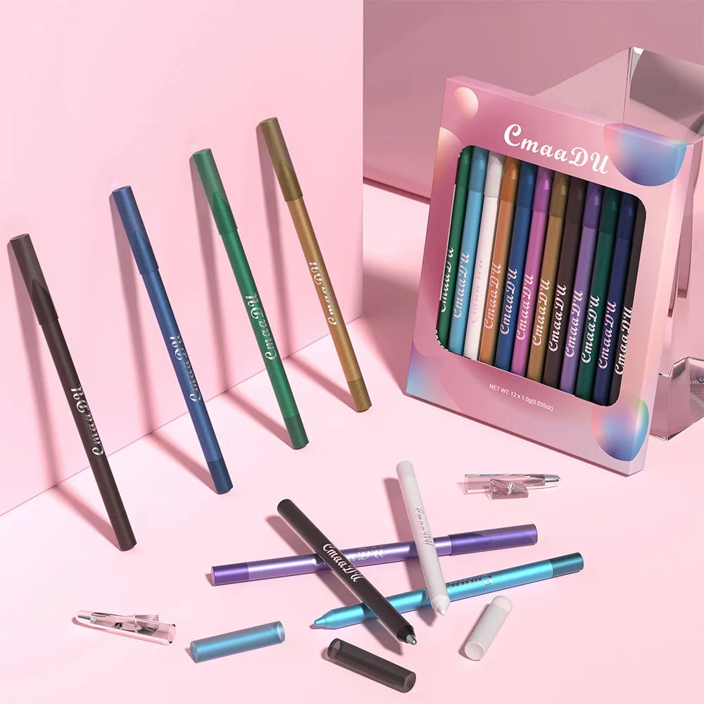 Waterproof Eyeliner Pencil Set, A Combination of Multiple Colors, Shimmering Multi-Color Eyeshadow