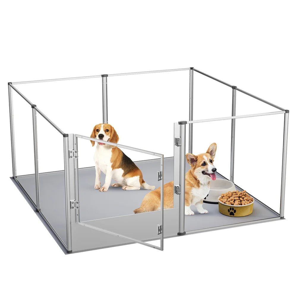 Extra Large Dog Playpen Acrylic Enclosure for Pet Animals, Bunny, Ferrets, Dog Fence Cage with Waterproof Fertility Pad