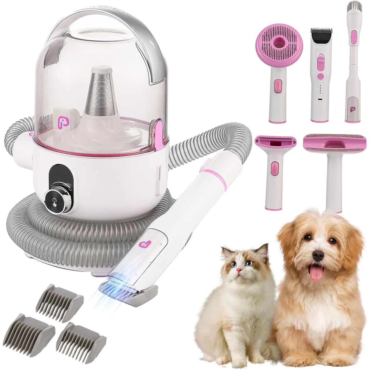 Pet Grooming Kit with 2L Vacuum Suction 99% Pet Hair, Professional Quiet Dog Grooming Vacuum Kit with 5 Grooming Tools for Pets.