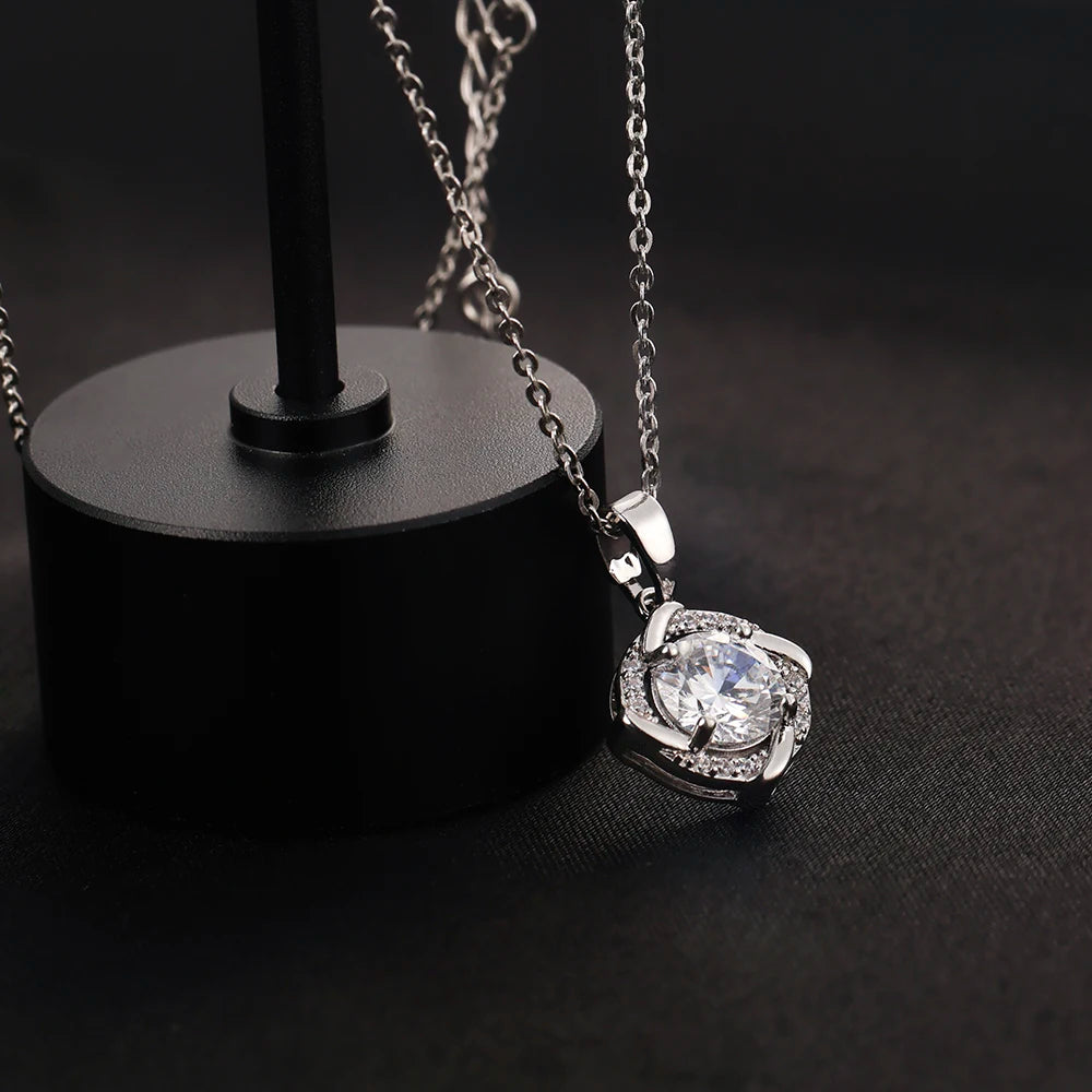 Moissanite Windmill Pendant Necklace 925 Sterling Silver Clavicle Chain