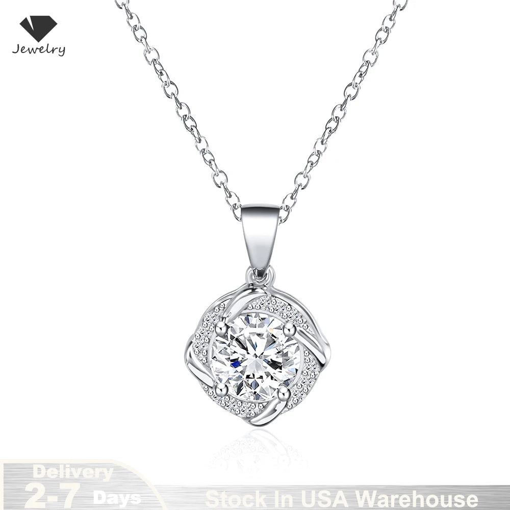 Moissanite Windmill Pendant Necklace 925 Sterling Silver Clavicle Chain