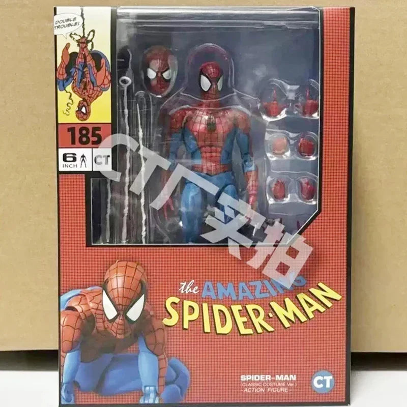 Spiderman Mafex 185 Classic Spider-Man Action Figure, Anime Model Toys 15cm