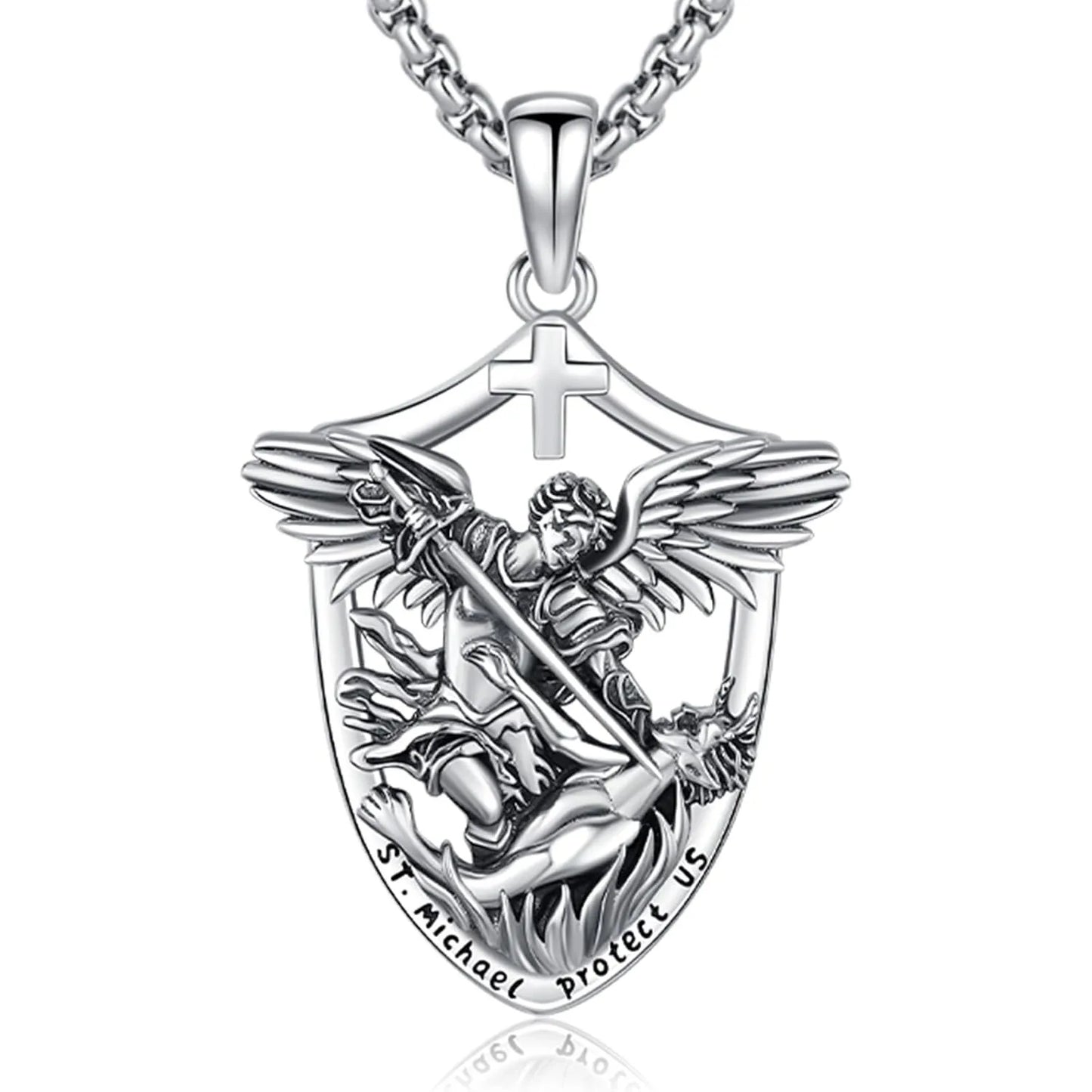 St Michael Necklace 925 Sterling Silver Archangel Michael Medal Protection