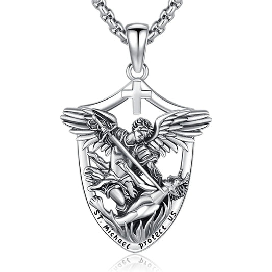 St Michael Necklace 925 Sterling Silver Archangel Michael Medal Protection