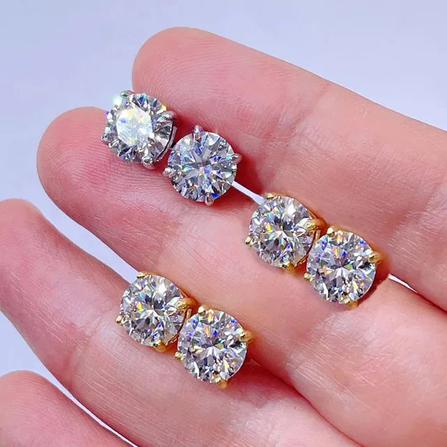 CUC 3-14MM AAAA Zircon Stud Earrings Screw/Push Back For Women/Men