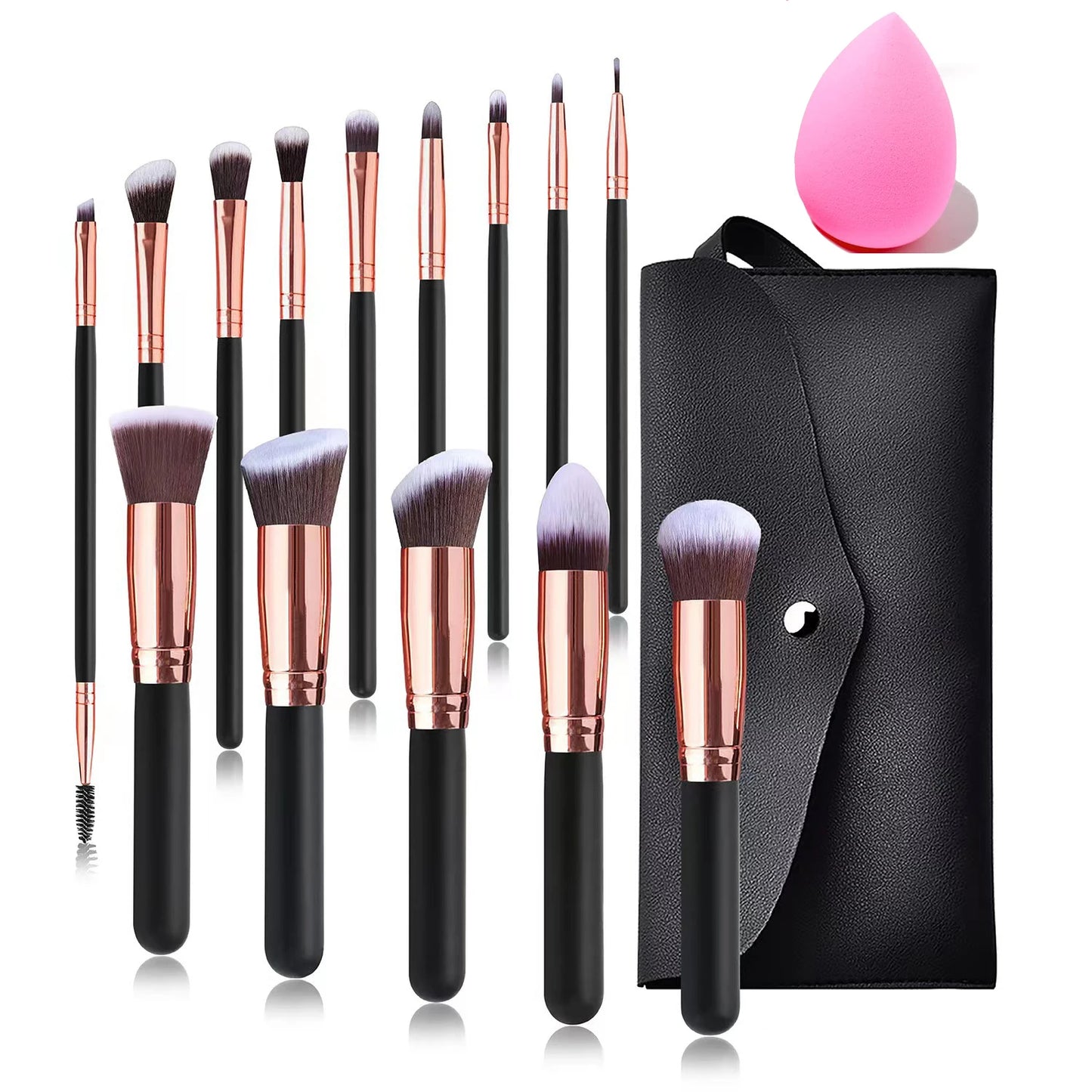 14Pcs Makeup Brush Set for Beginners, Soft Bristle Powder Brush, Blush Eye Shadow Beauty Tools, Buy 14pcs Brush Get 1 Free Sponge