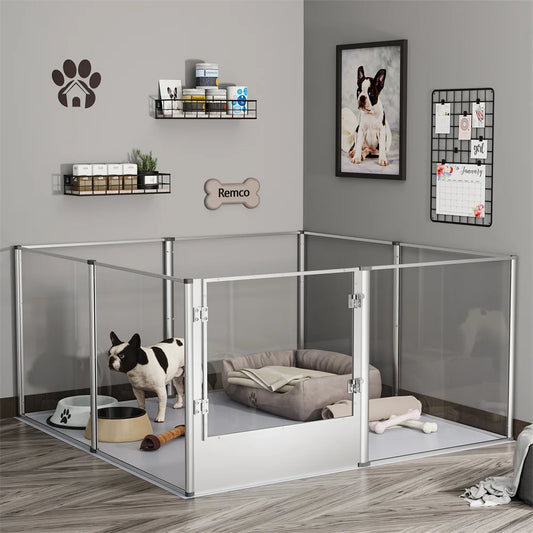 Extra Large Dog Playpen Acrylic Enclosure for Pet Animals, Bunny, Ferrets, Dog Fence Cage with Waterproof Fertility Pad