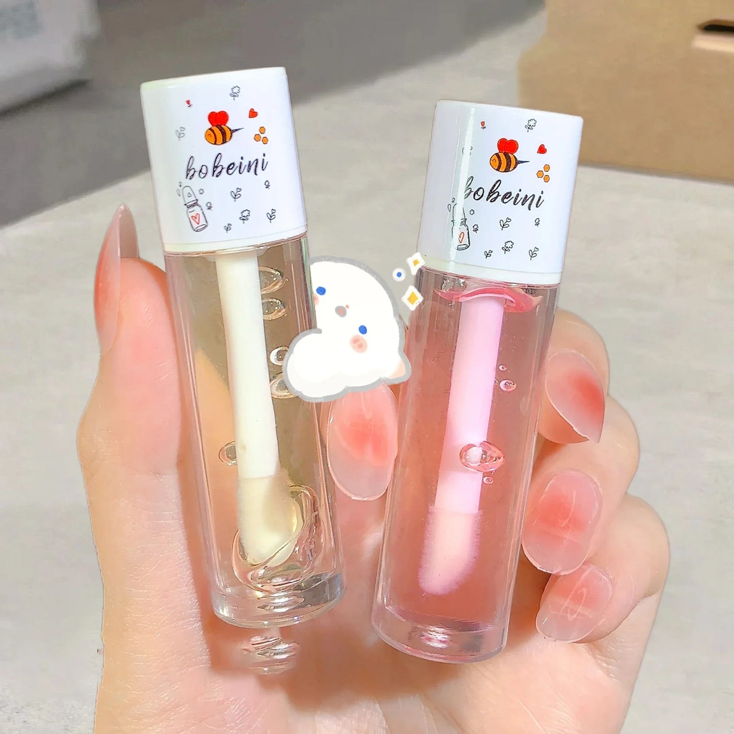 Peach Honey Lip Oil Plump Moisturizing Non-sticky-hydrating Gloss, Long-lasting clear liquid lip Balm
