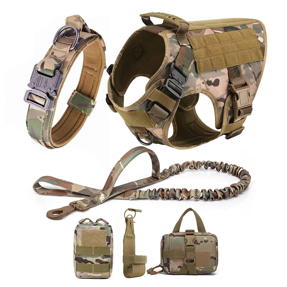 Large Dog Harness and Leash Set Pet German Shepherd and Malinois Training Walking Vest, Dog Harness and Collar for Medium and Large Dogs