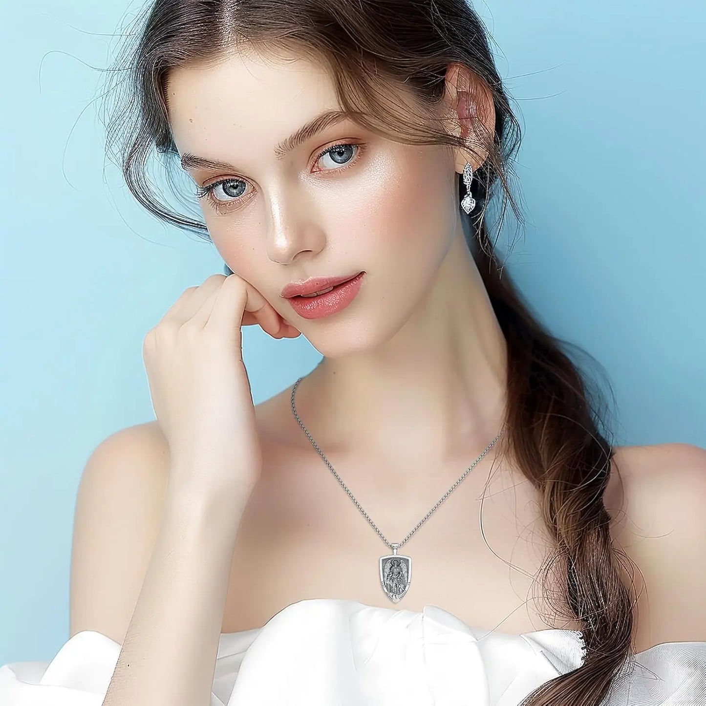 Saint Michael Cross Medal Protection Necklace 925 Sterling Silver