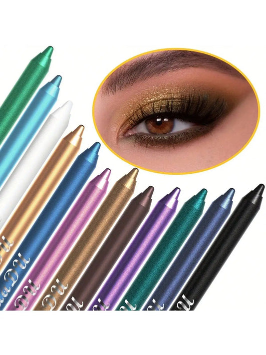 Waterproof Eyeliner Pencil Set, A Combination of Multiple Colors, Shimmering Multi-Color Eyeshadow