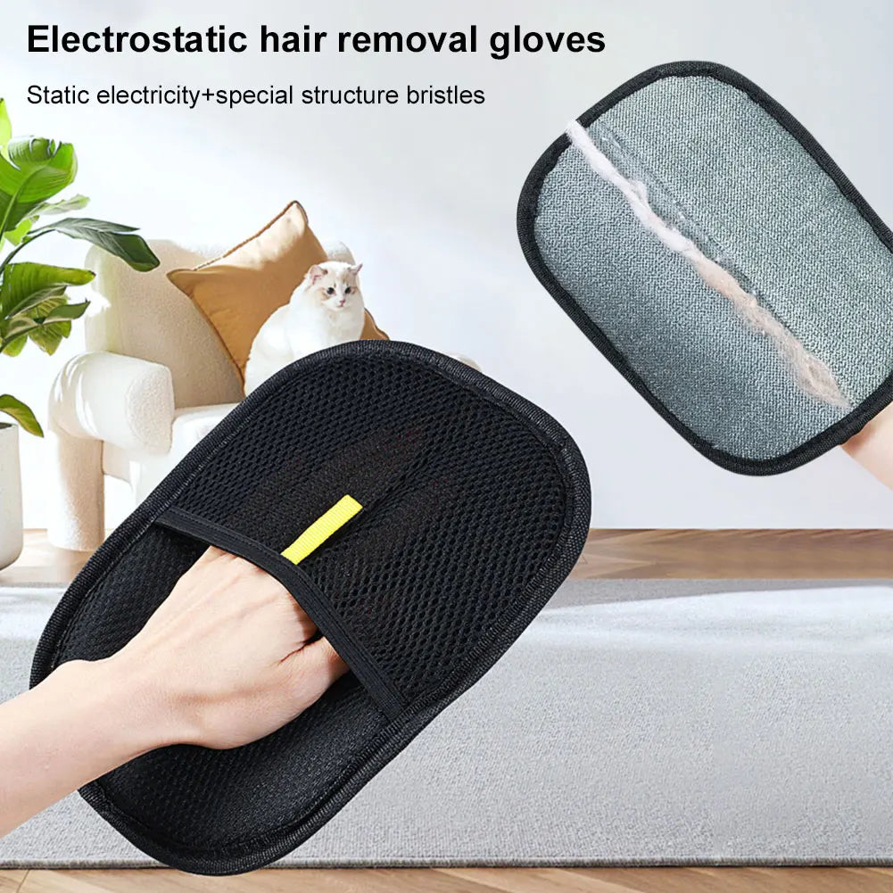 Pet Grooming Gloves, Deshedding Glove pet hair remover for Dogs, Cats, and Rabbits Accessories with Long/Short/Curly Hair.