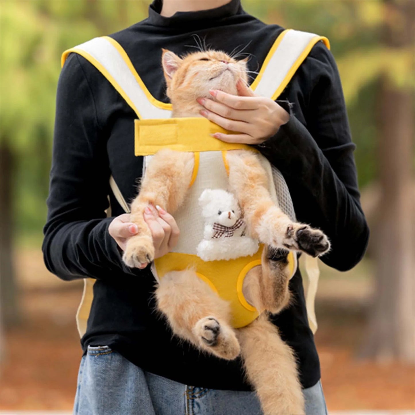 Portable Dog Carrier Backpack Hands-Free Pet Travel Bag with Adjustable Straps Breathable Front and Back Cat Carrier
