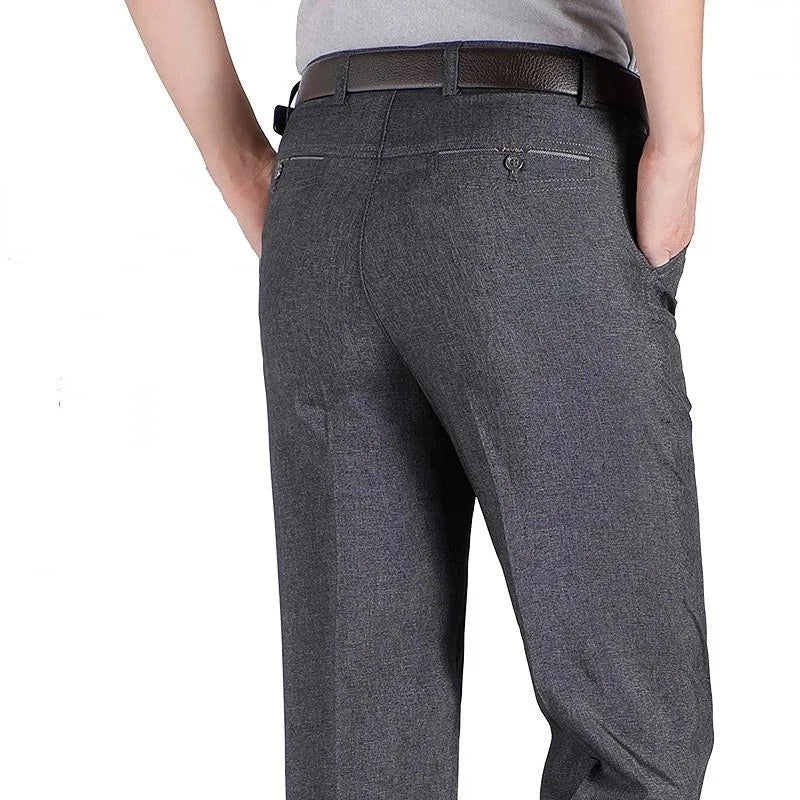 New Men's Summer Thin Business Casual Pants, Autumn Fashion Solid Gentle Thicken Trousers, Male Brand Suit Pant Black Grey RIYBEOE