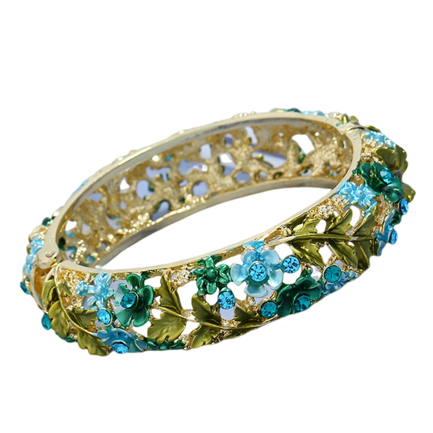 Ethnic Style Bracelets for Women Hallow Out Charm Flower Bangles