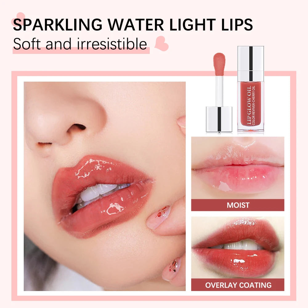 Crystal Jelly Lip Glow Oil 6ml Moisturizing Plumping Lip Gloss, Sexy Plump Lip Glow Oil Tinted Lips.
