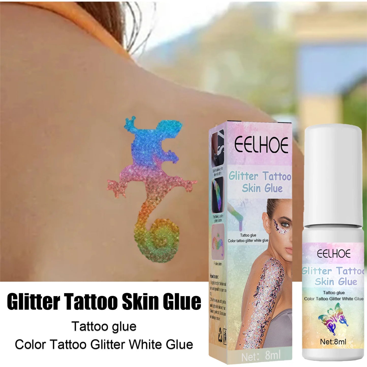 EELHOE Glitter Tattoo Skin Gel Painting Eye Makeup, Face Body Skin Tattoo Gel.