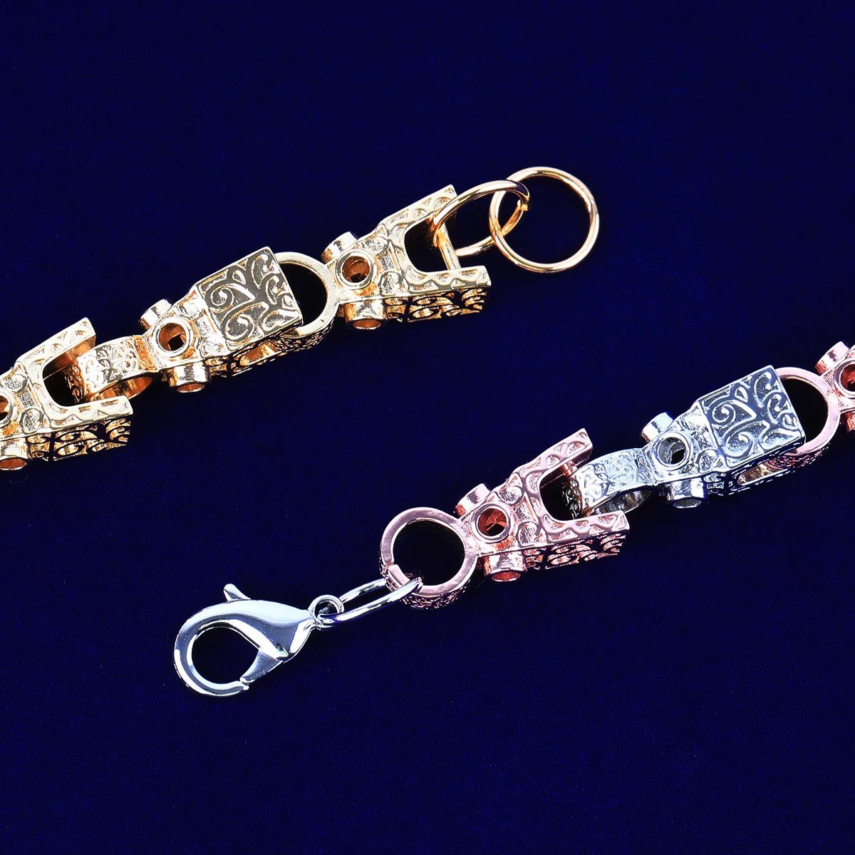 Bubble Letter 3D Block Cuban Link Bracelet for Men, Copper Gold Plated Lobster Clasp