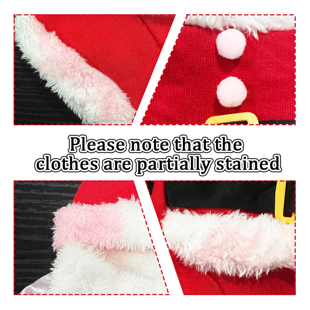 Cute Dog Santa Claus Outfit, Christmas Costume for Small Dogs and Cats, Yorkie Cosplay Clothes, Dress Up Jumpsuit