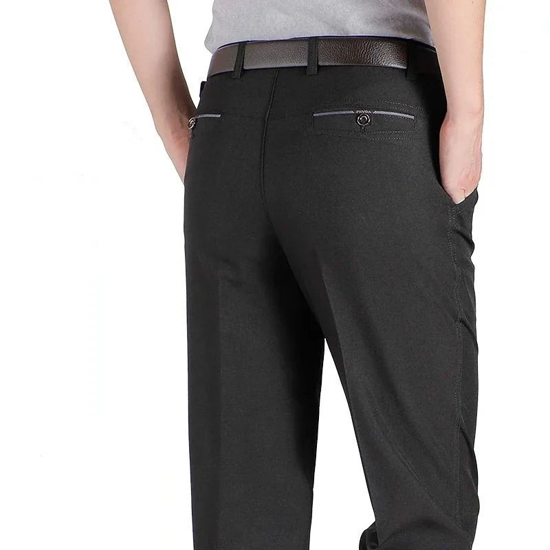 New Men's Summer Thin Business Casual Pants, Autumn Fashion Solid Gentle Thicken Trousers, Male Brand Suit Pant Black Grey RIYBEOE