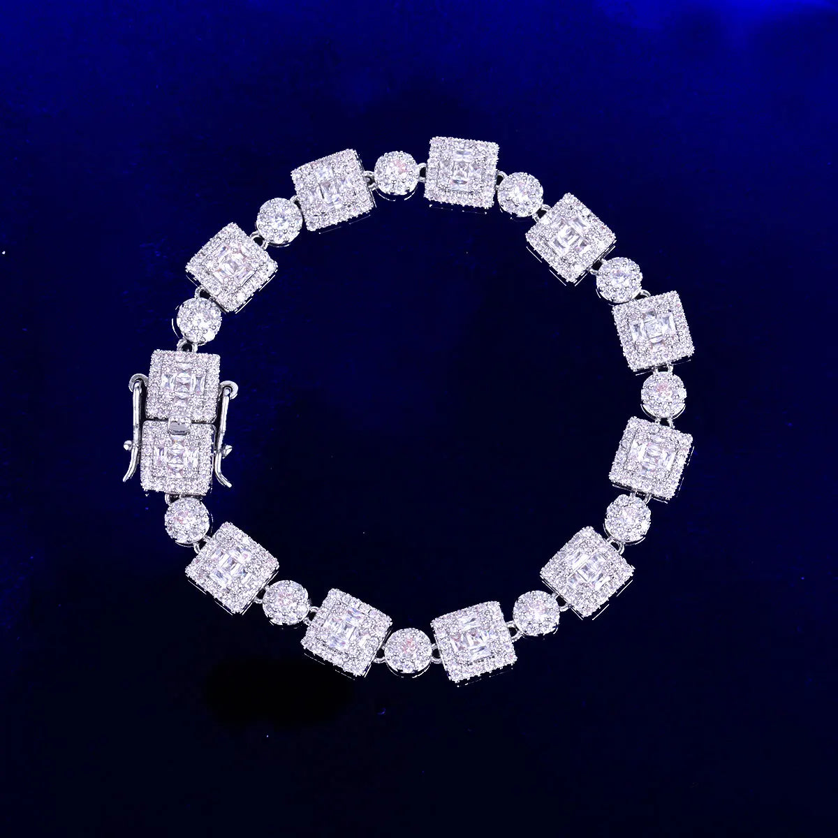 Bubble Letter Icon Tennis Bracelet for Men Micro Pave Prong Setting Cubic Zirconia