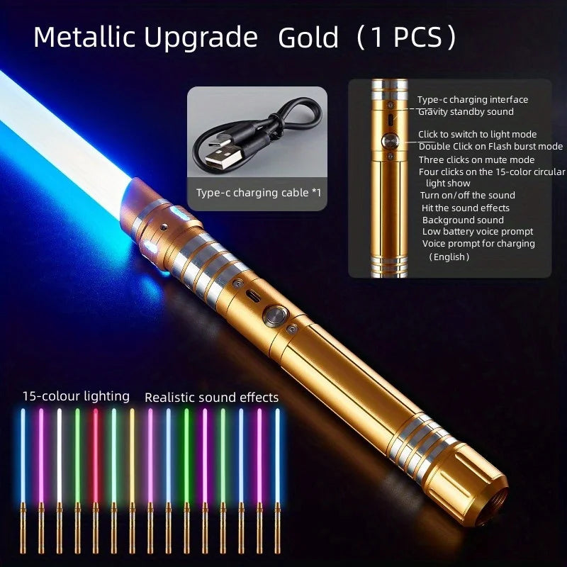 15-color 2-in-1 Metal Gravity Sensing Light up Saber Toy Sword, Light sword Upgraded Version, Party Glow Sword