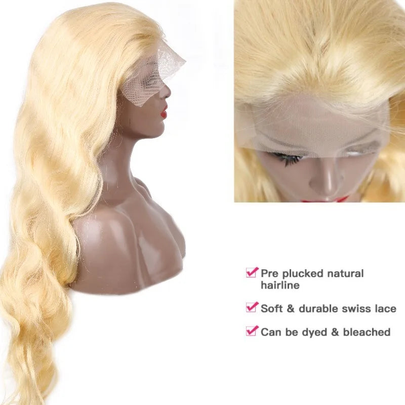360 Lace Frontal Wig 613 Blonde, 13x4 13x6 Body Wave Preplucked Brazilian Human Hair Wigs 30 32 46 Inch