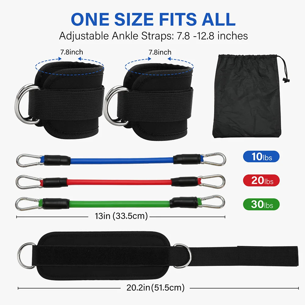 TPE Resistance Bands Ankle Straps Fitness Set, D-Ring Support Ankle Cuffs, Yoga Gym Equipment, Guard Leg Strength Safety Extensions