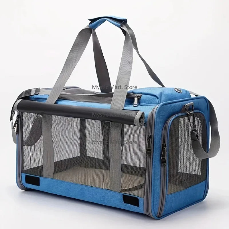 Soft Sided Airlines Approved Pet Carrier for Large Pet Dog Bag and Cat, Large Capacity Portable Folding Carrier Bag