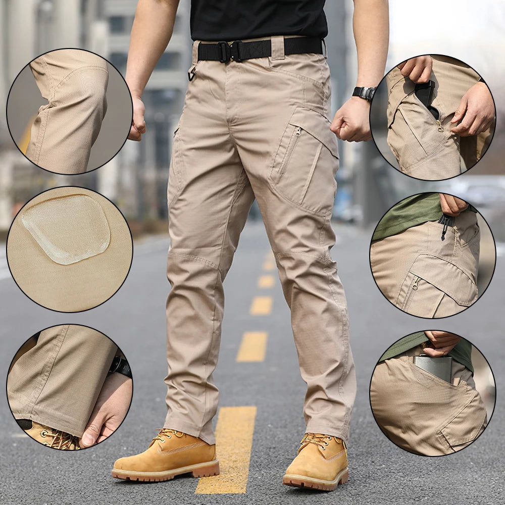Men's multi-pocket and wear-resistant pants.