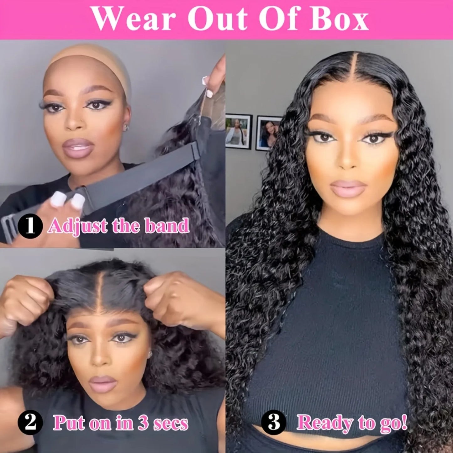 200% Density 40 Inch Glueless, Put On and Go, 5x5 Lace Closure Deep Wave 13x4 3x6, No Glue Needed Ready To Go Human Hair Wig