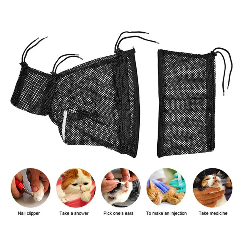 Cat Bathing Grooming, Shower Bag, Adjustable Cat Restraint Bag, Anti-Scratching for Nails and Trimming Ears
