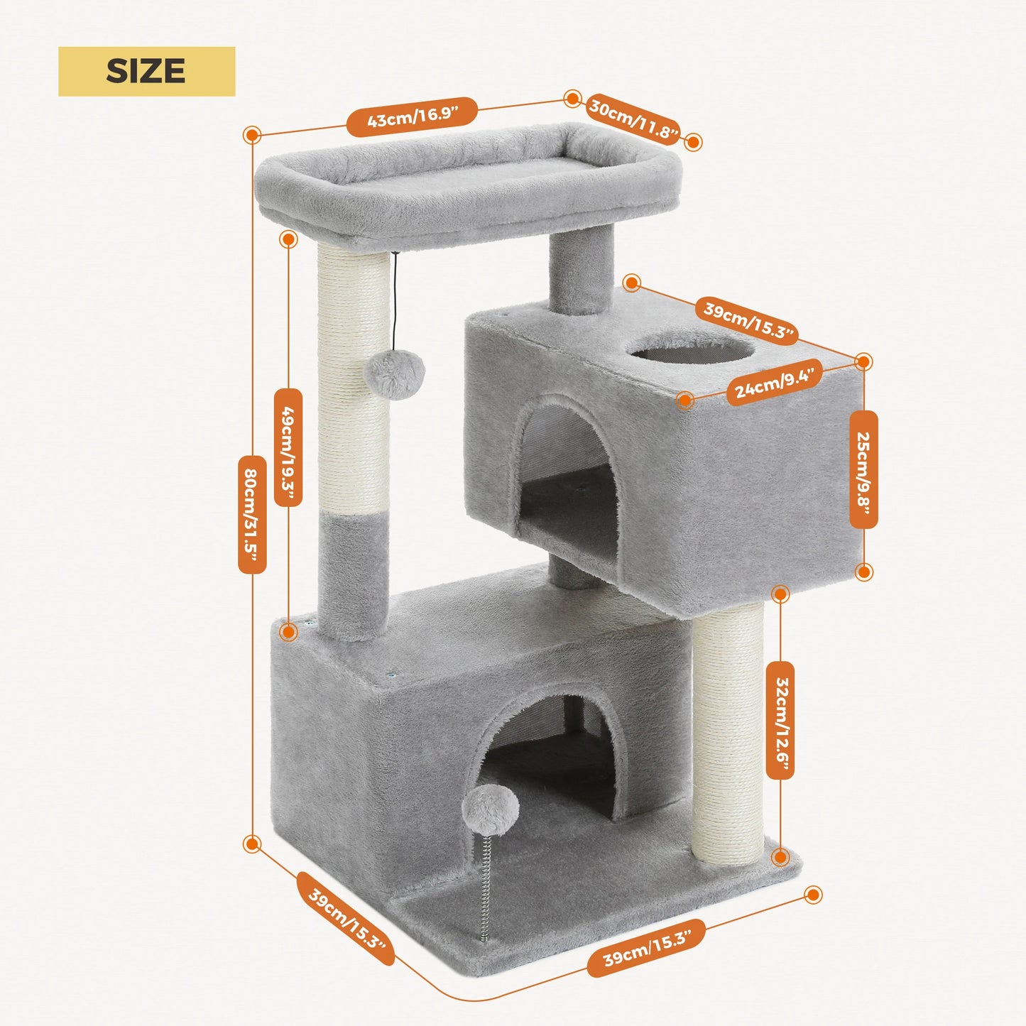 Large Cat Tree for Indoor Cats Multi-Level Cat Tower with Spacious Condos Sisal Scratching Pad