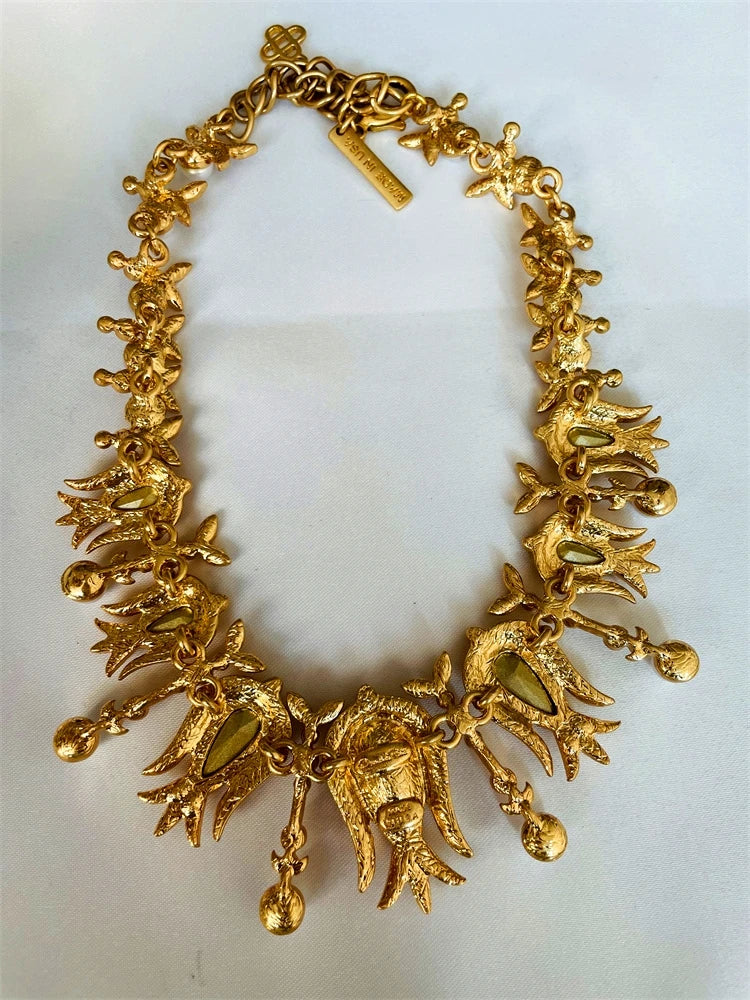 Oscar Golden crystal pearl Rhinestone Necklace