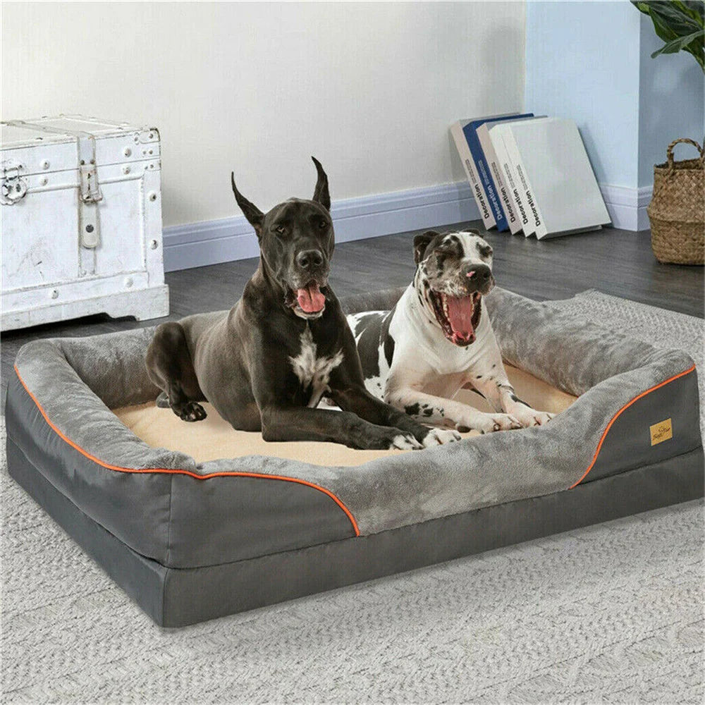Jumbo Large Orthopedic Dog Bed Memory Foam Pet Sofa Couch, Waterproof Elevated Cushion, Warm Puppy Bolster Couch Removable Cover