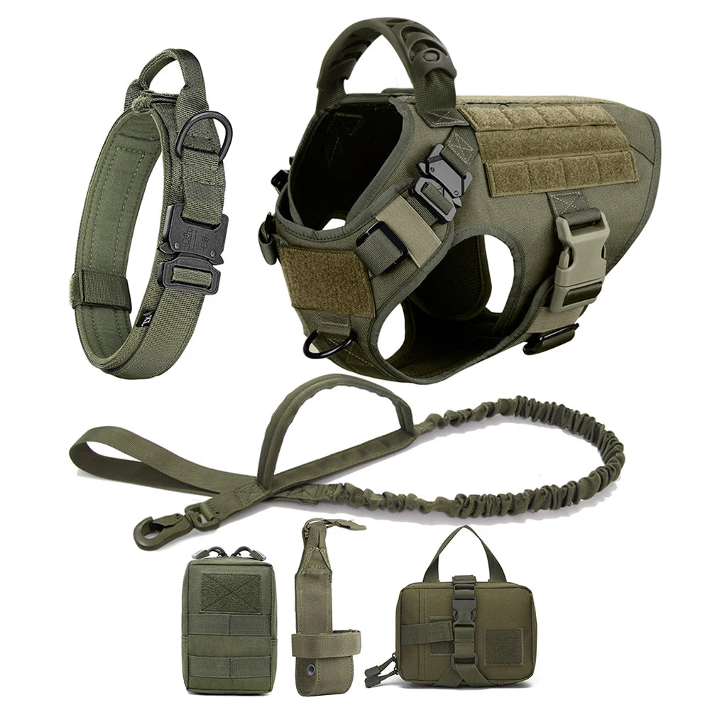 Large Dog Harness and Leash Set Pet German Shepherd and Malinois Training Walking Vest, Dog Harness and Collar for Medium and Large Dogs