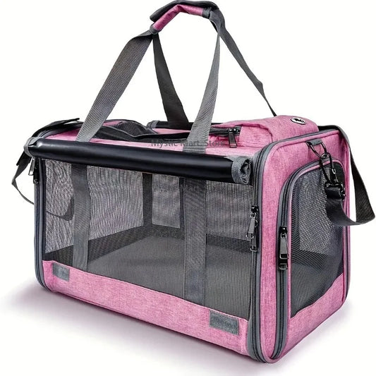 Soft Sided Airlines Approved Pet Carrier for Large Pet Dog Bag and Cat, Large Capacity Portable Folding Carrier Bag
