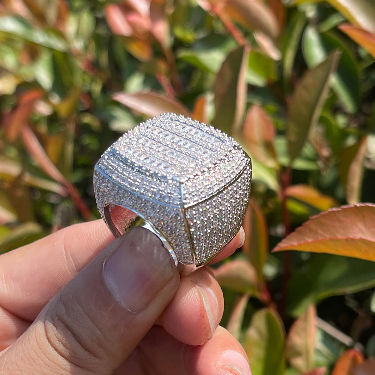 Bubble Letter Iced Out Ring for Men Real Gold-Plated