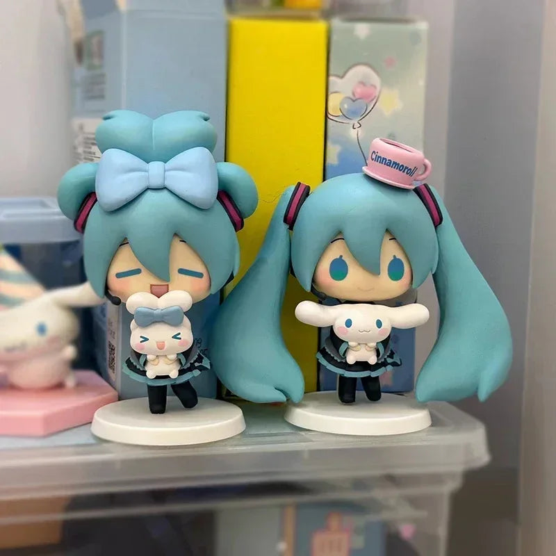 Anime Hatsune Miku Figure Cinnamoroll Figures, Miku Kawaii Action Figurine Q-version, Doll Model PVC Desktop Decoration Toys