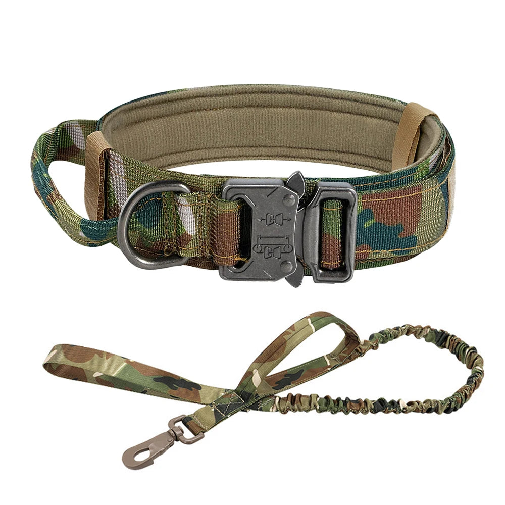 Dog Training Collar Adjustable Tactical Dog Collar And Leash Set,  Control Handle Pet Lead Collar For Small/Big Dogs