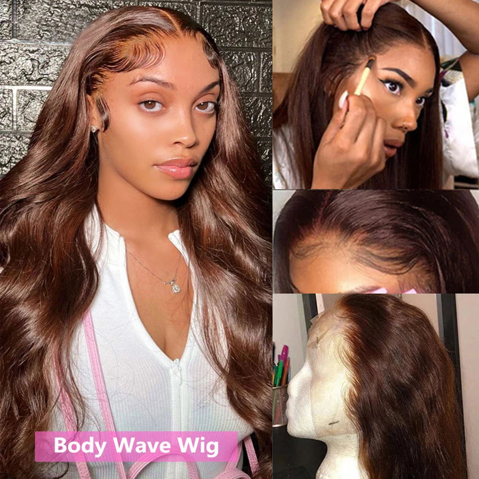 Chocolate Brown Lace Front Wig, Brazilian, Pre Plucked