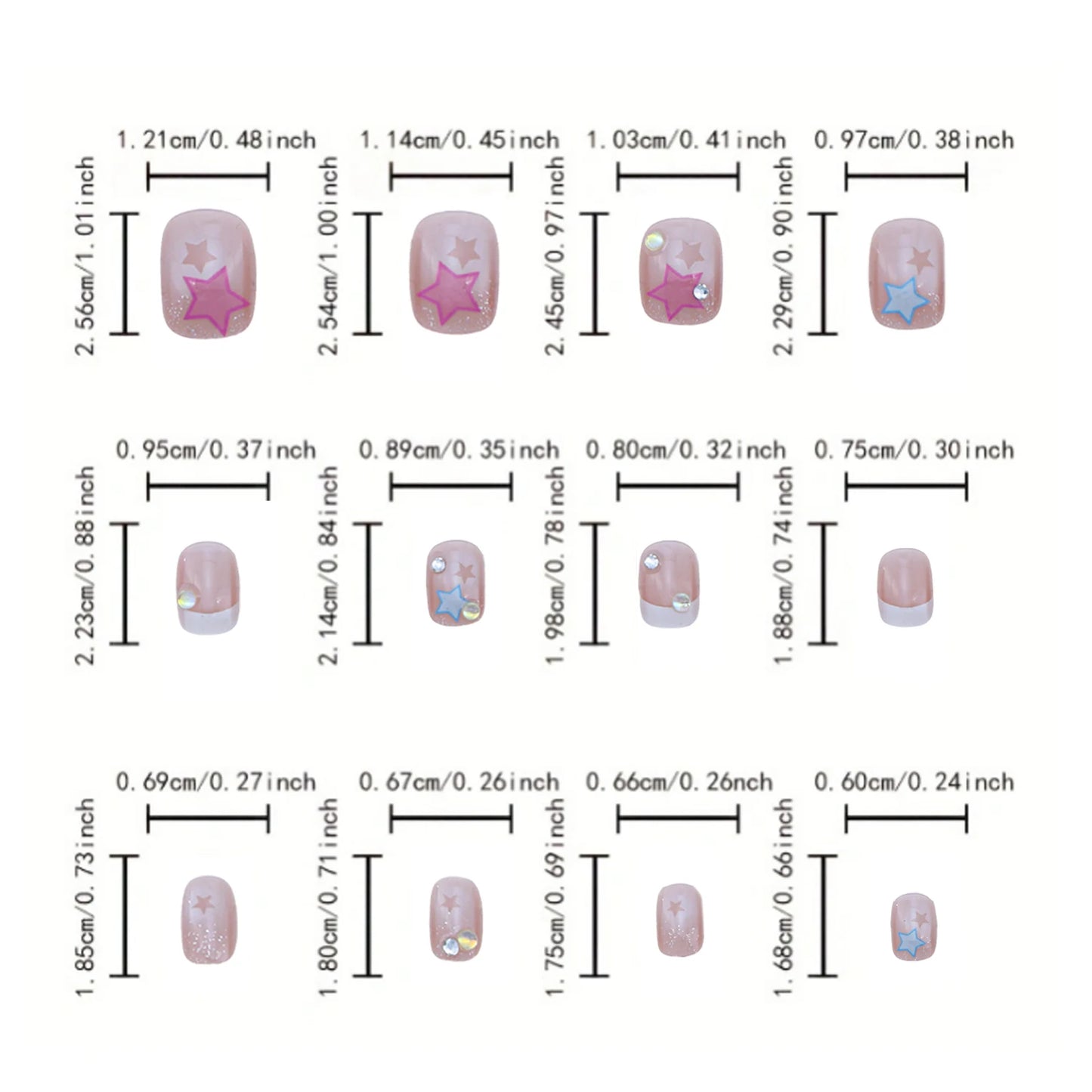 Rhinestones Decor Artificial Nail Glossy Waterproof