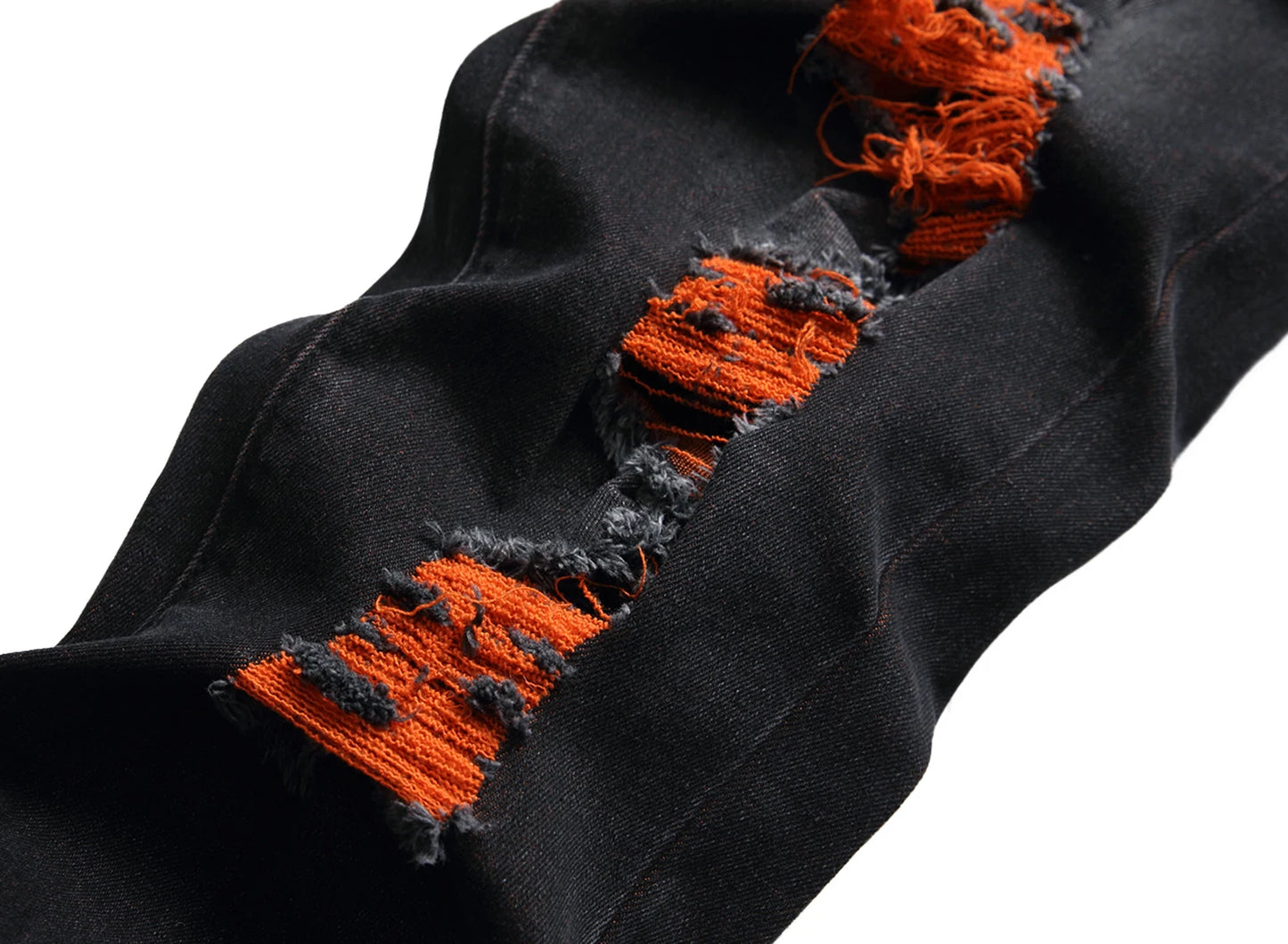 Men's black jeans, orange distressed long casual party stretch denim long pants 511
