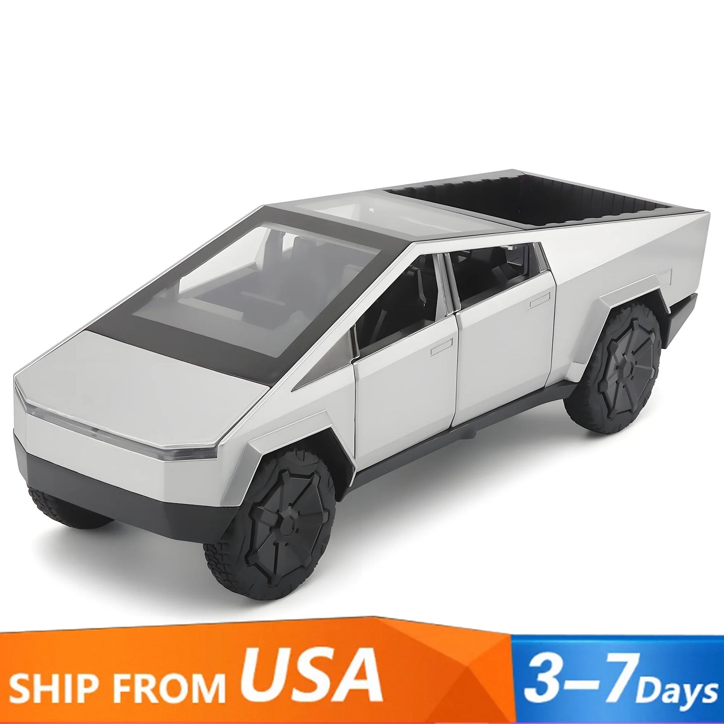 1:32 Cyber truck Pickup Toy, Alloy Off-road, Die-cast Metal Model Sound and Light Return for Children.