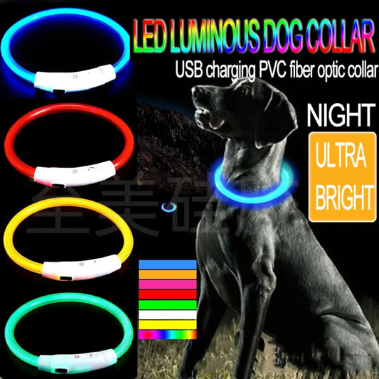 40/50/70cm Size customizable New Dog Luminous Collar, Bright Dog Collar, Glowing Led Light Dog Collar, Light Night Safety